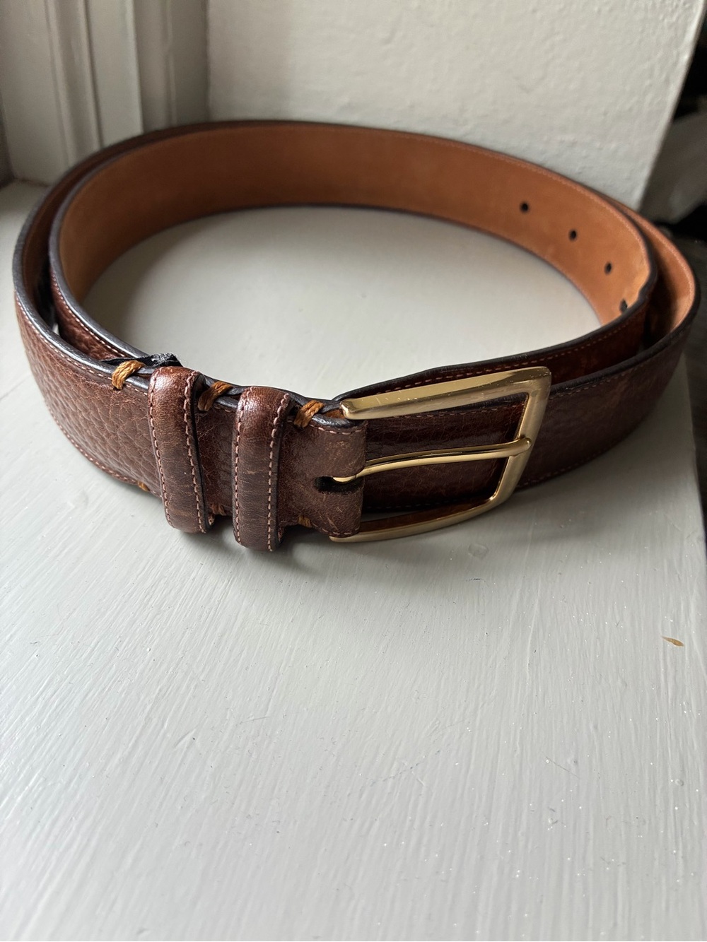 Joseph & Lyman Full Grain Cowhide Belt Sz 38 Brown Italian Leather Dress Belt